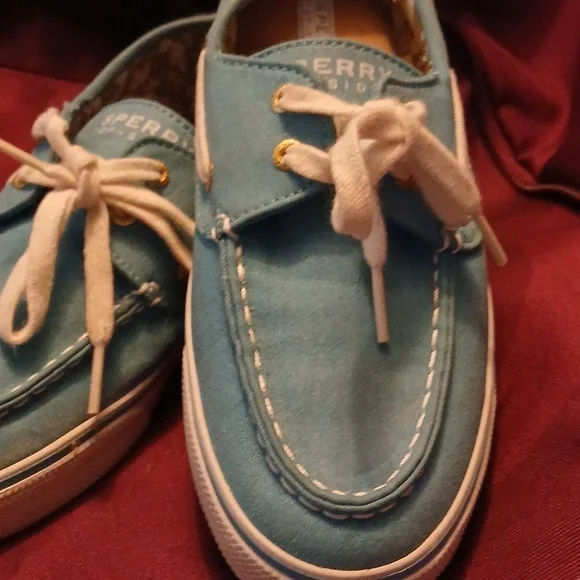 Sperry Womans Teal and White Boat Shoes 8.5 - Picture 2 of 7